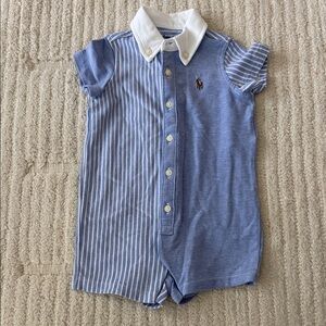 Ralph Lauren Kids Blue and White Striped Button-Down Shirt